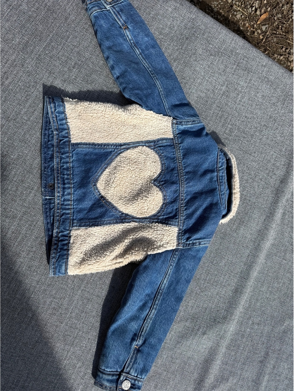 GAP Toddler 3 Years Denim Jacket with Sherpa Lining and Heart Design